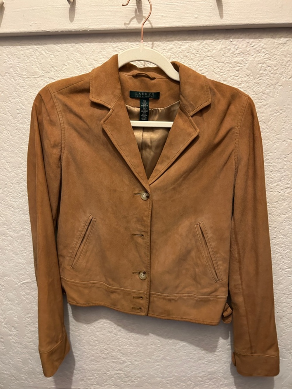 Lauren Ralph Lauren Camel Suede Button-Front Blazer Jacket
